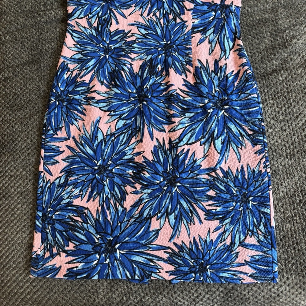 NWT Ellen Tracy Blue Pink‎ Dress Sleeveless Sheath Stretch Career Office Size 10 - Picture 2 of 10
